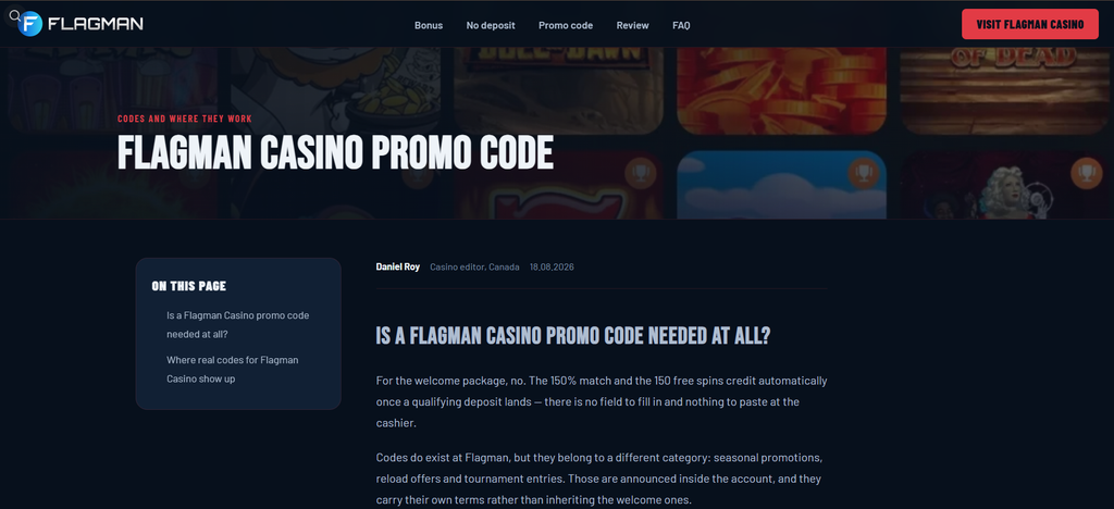 Flagman: the promo code as the terms word it
